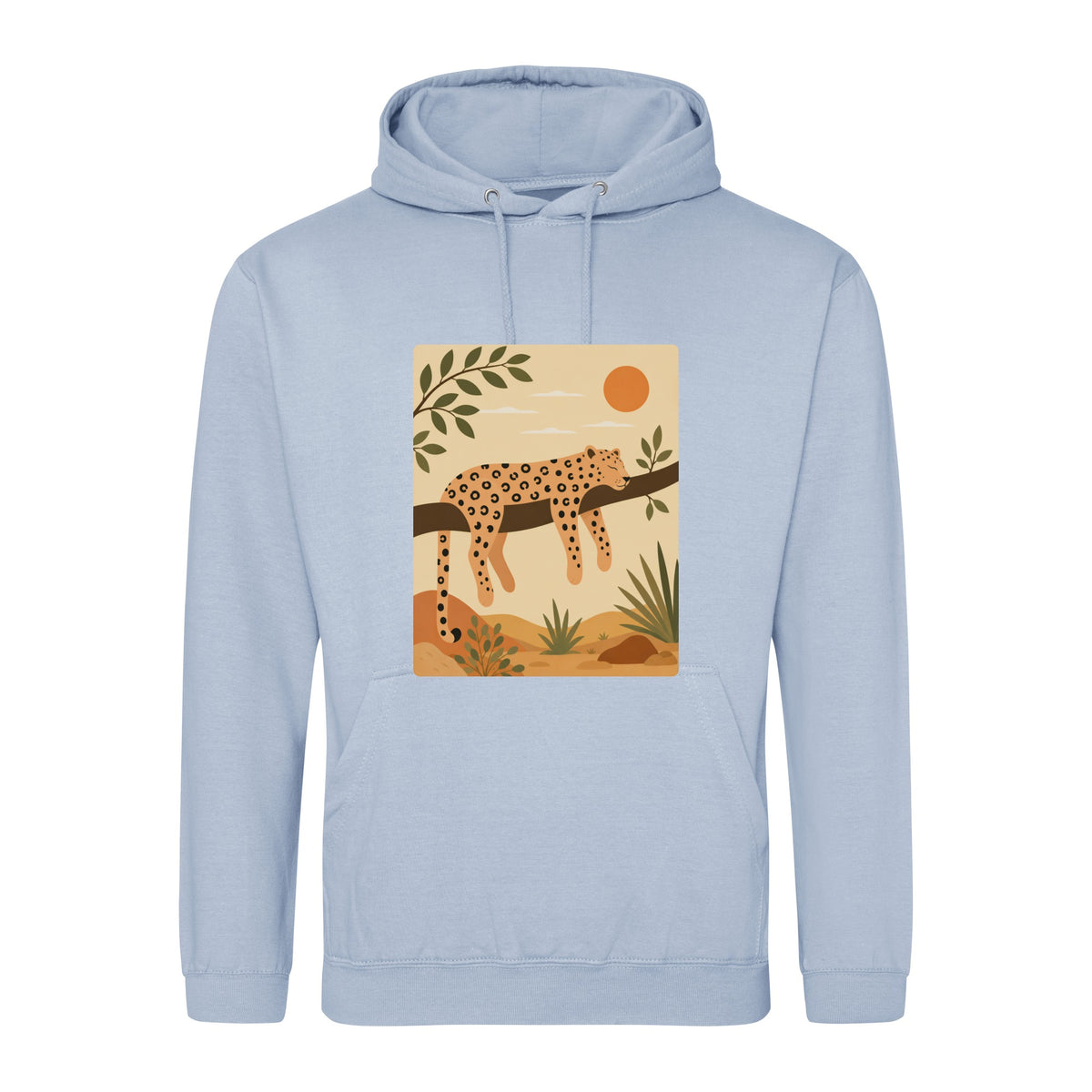Leopard in the Shade Adult Hoodie - Wild Horizons Sky Blue colour variant image