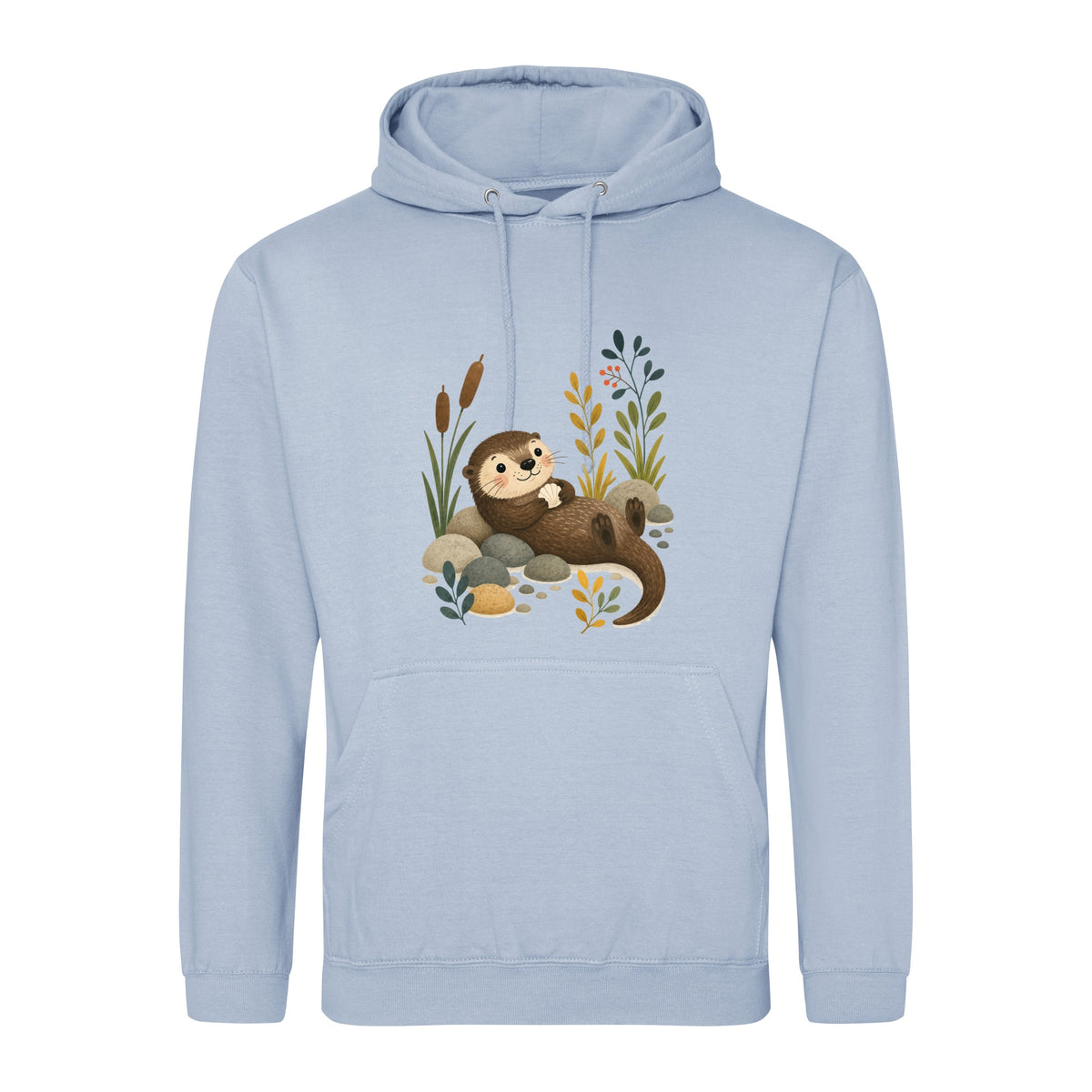 Otter by the Reeds Adult Hoodie - Once Upon a Woodland Sky Blue colour variant image