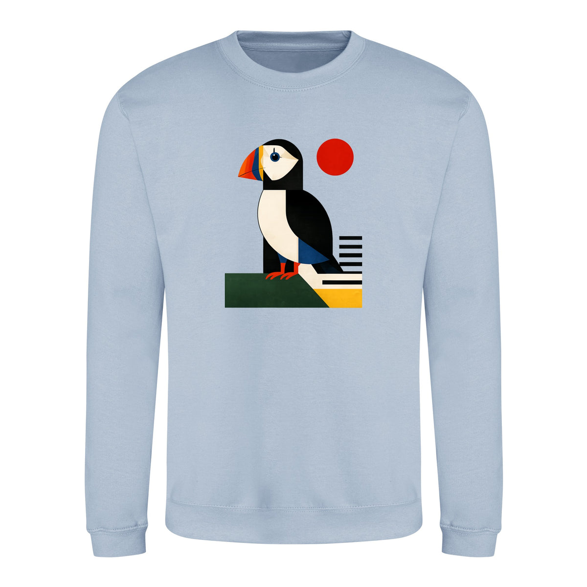 Puffin Perch Adult Sweatshirt - Modern Menagerie Sky Blue colour variant image