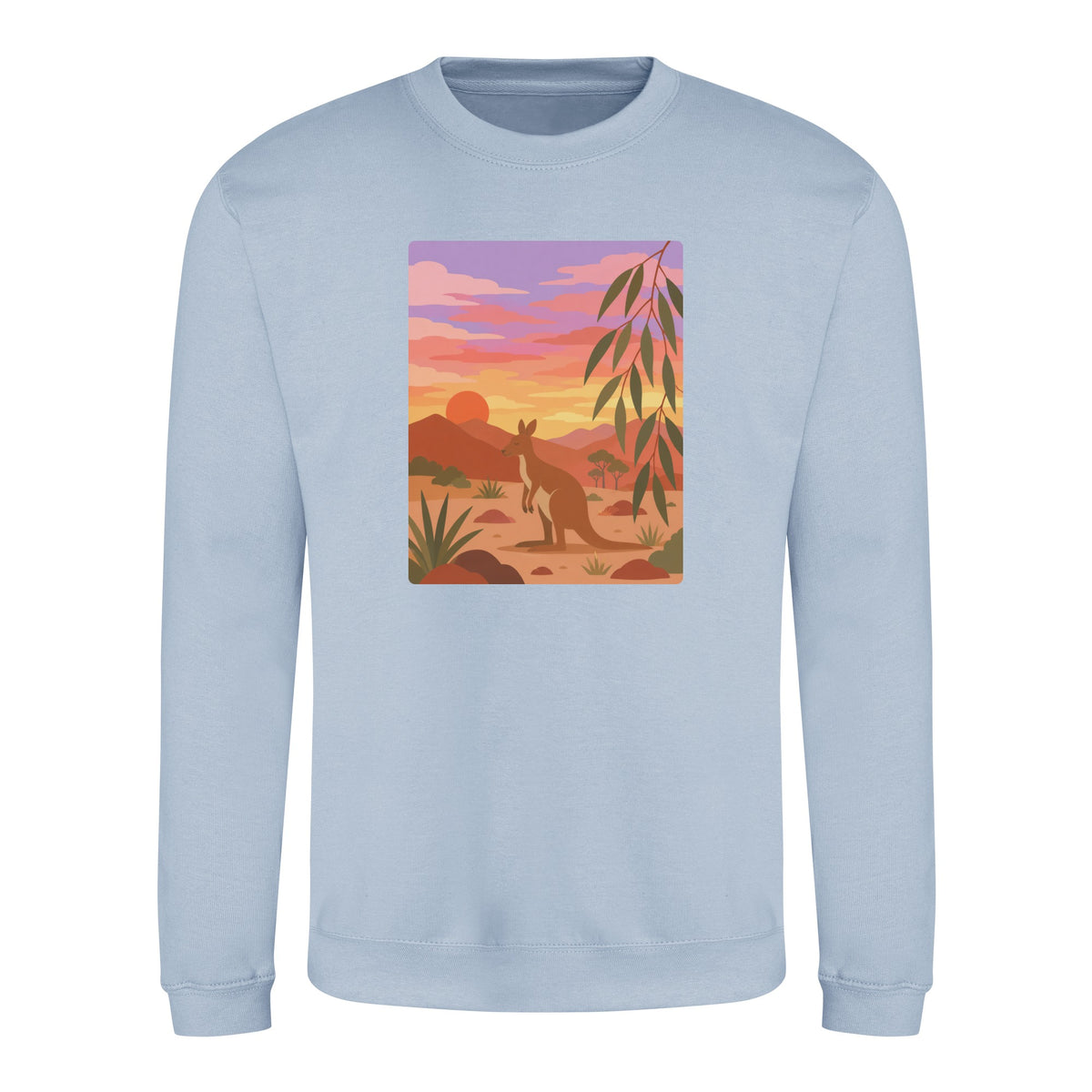 Kangaroo at Dusk Adult Sweatshirt - Wild Horizons Sky Blue colour variant image