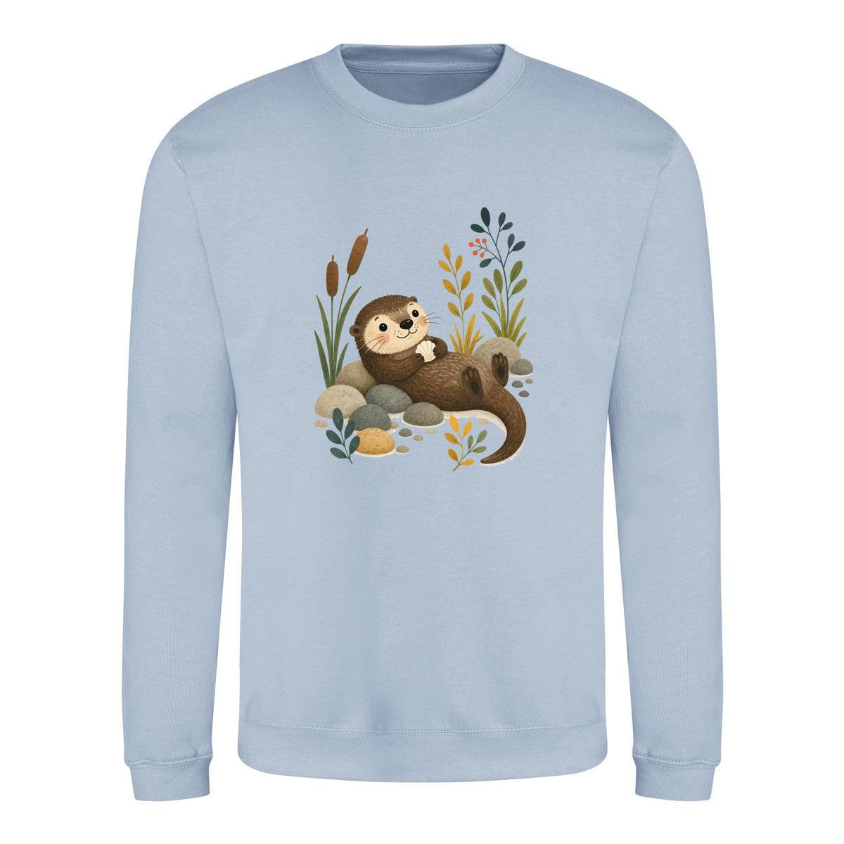 Otter by the Reeds Adult Sweatshirt - Once Upon a Woodland Sky Blue colour variant image