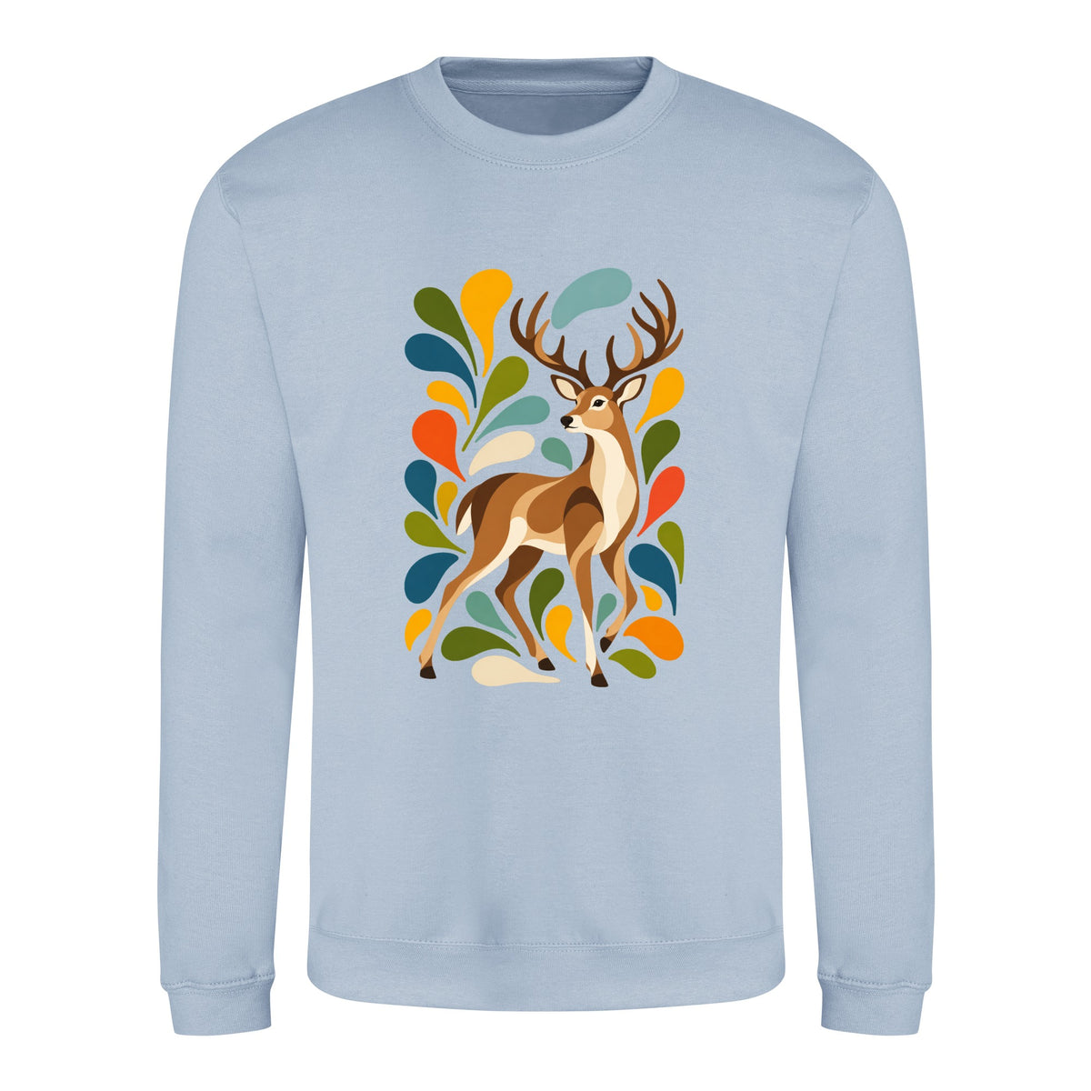 Woodland Majesty Adult Sweatshirt - Freeform Fauna Sky Blue colour variant image