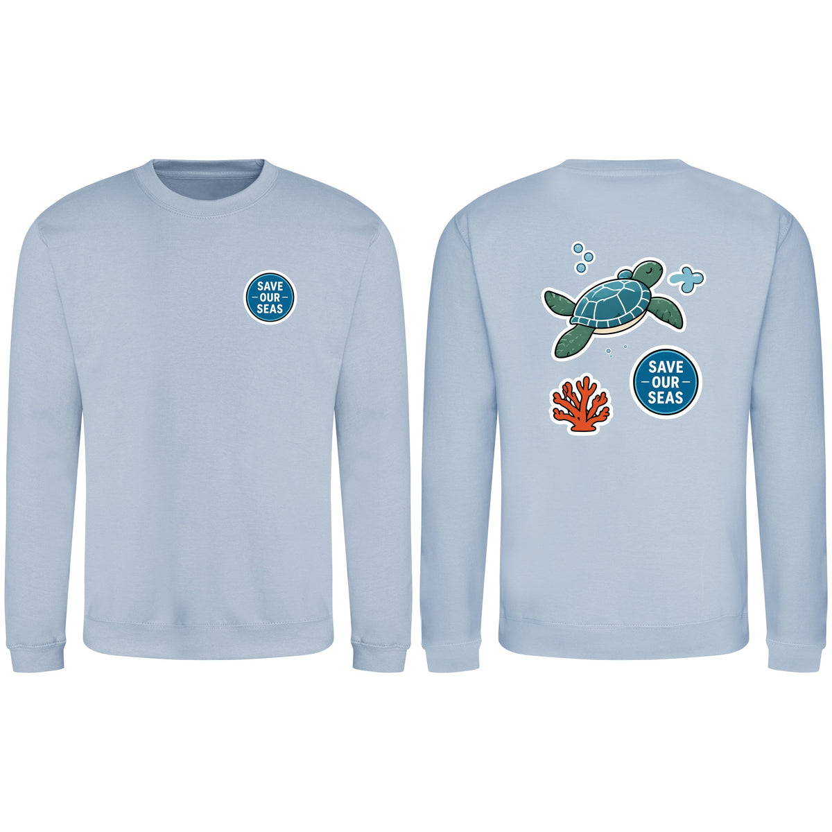 Save Our Seas Adult Sweatshirt - Badges of the Wild Sky Blue colour variant image