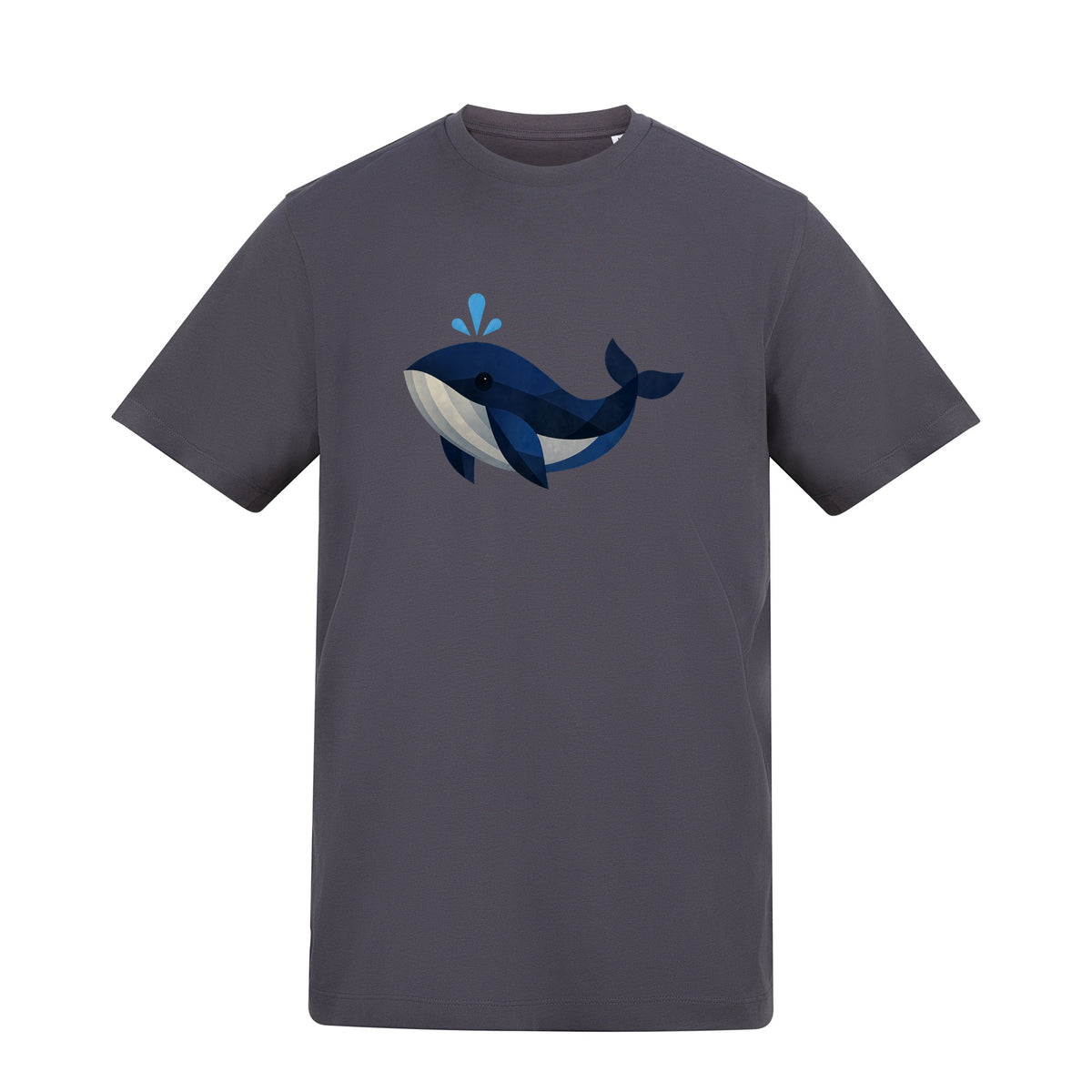 Whale in Blue Adult Unisex T-shirt - Prism Kingdom Range Solid Charcoal colour variant image