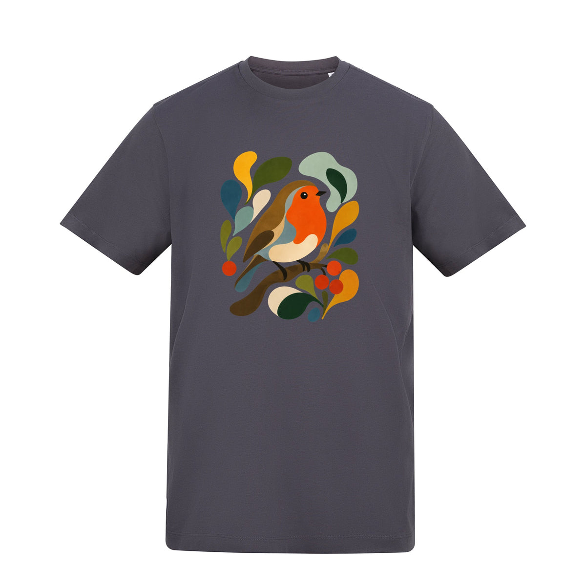 Hedgerow Harmony Adult Unisex T-shirt - Freeform Fauna Range Solid Charcoal colour variant image
