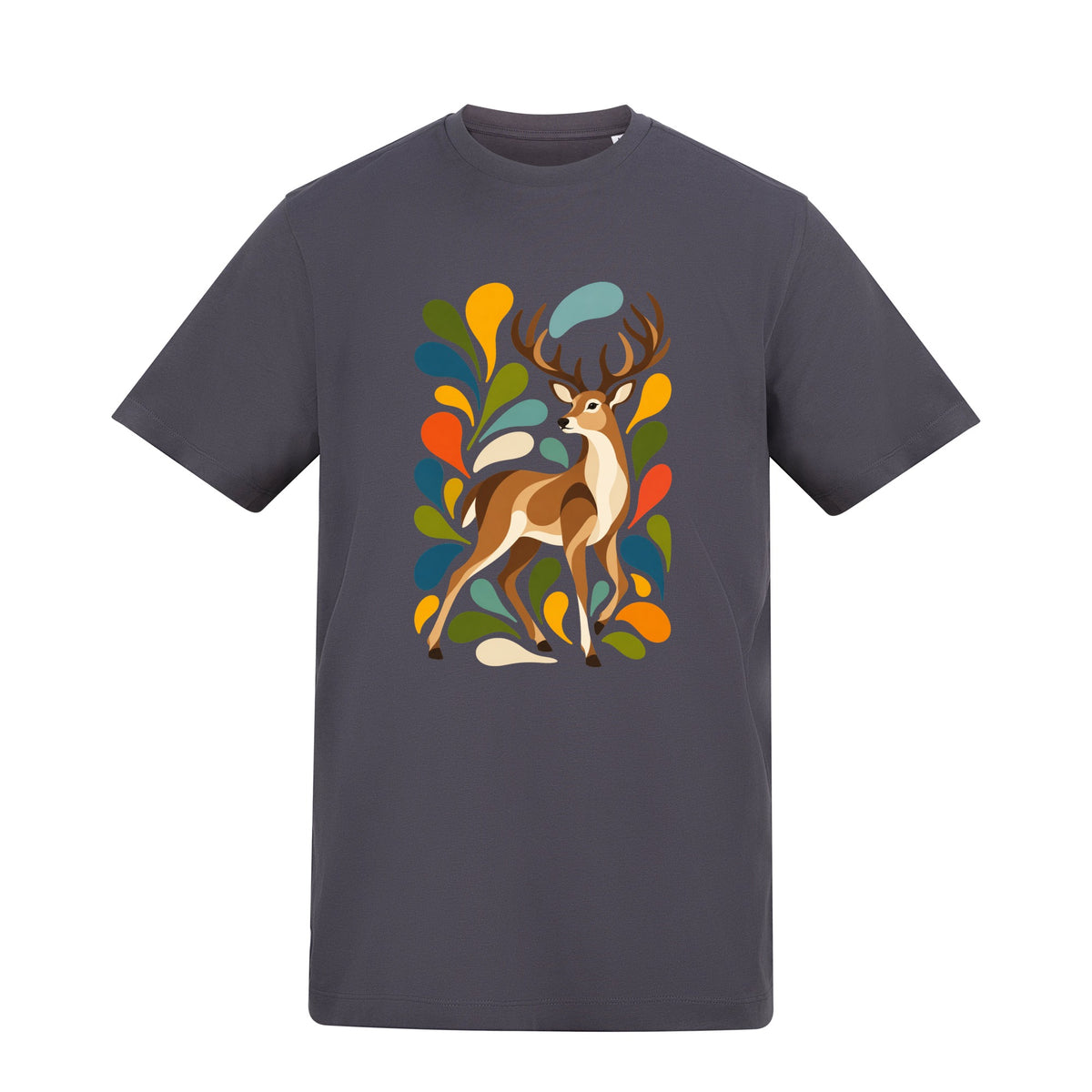 Woodland Majesty Adult Unisex T-shirt - Freeform Fauna Range Solid Charcoal colour variant image