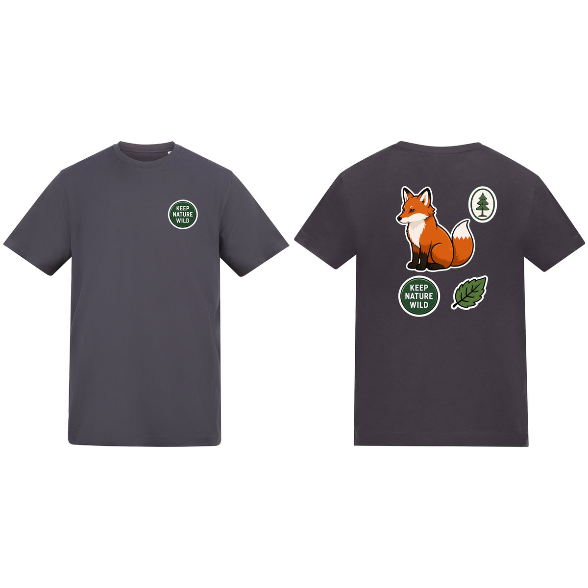 Keep Nature Wild Adult Unisex T-shirt - Badges of the Wild Solid Charcoal colour variant image