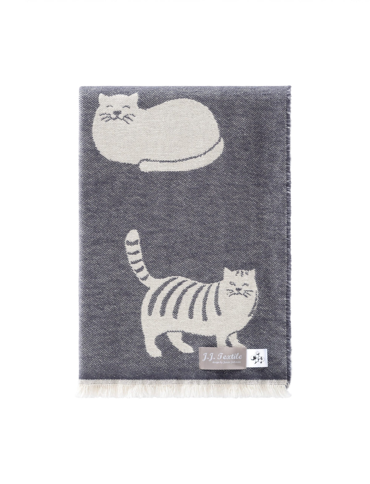 Dark Grey Cat Cotton Throw from J.J. Textile