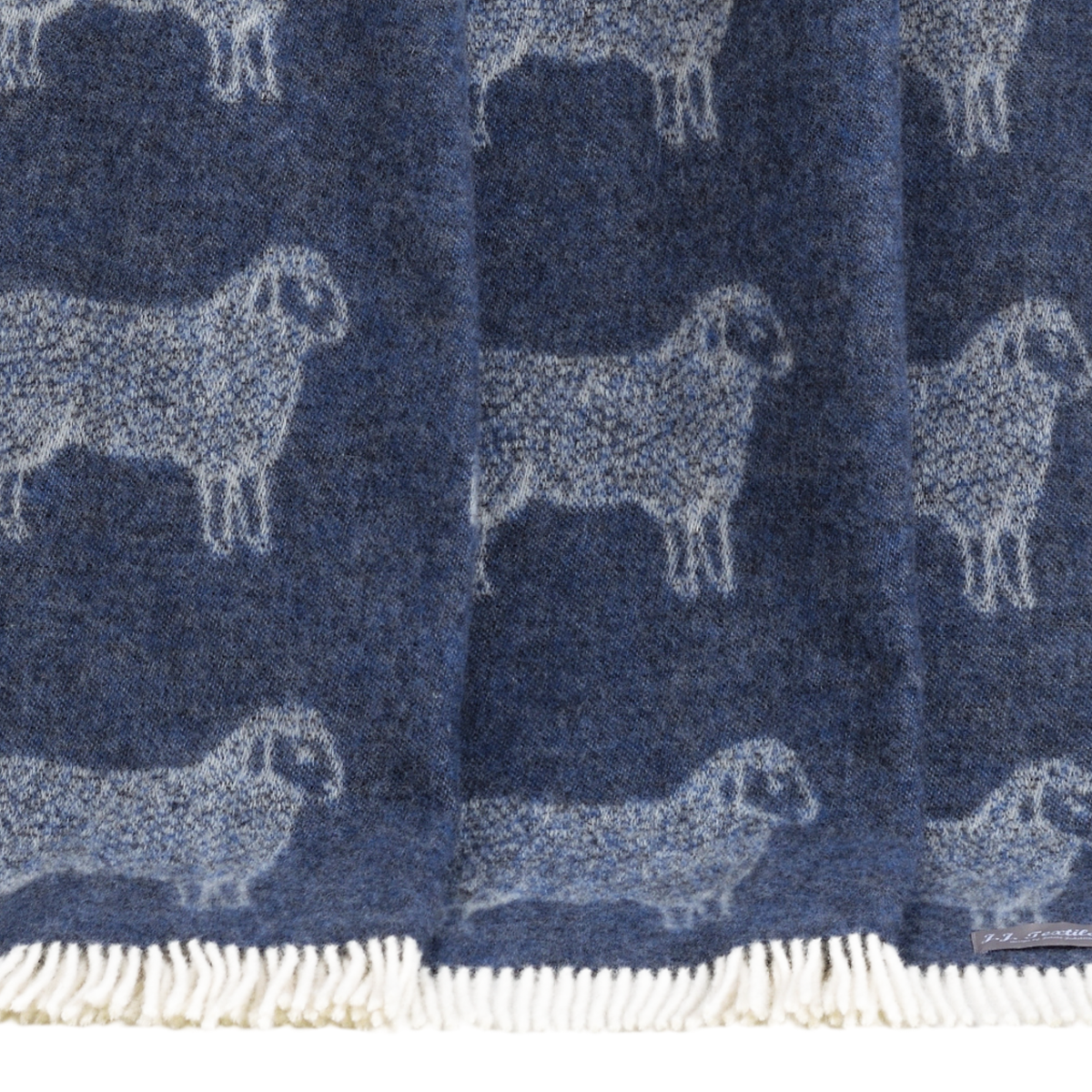 Denim Blue Sheep Pure Wool Throw from J.J. Textile