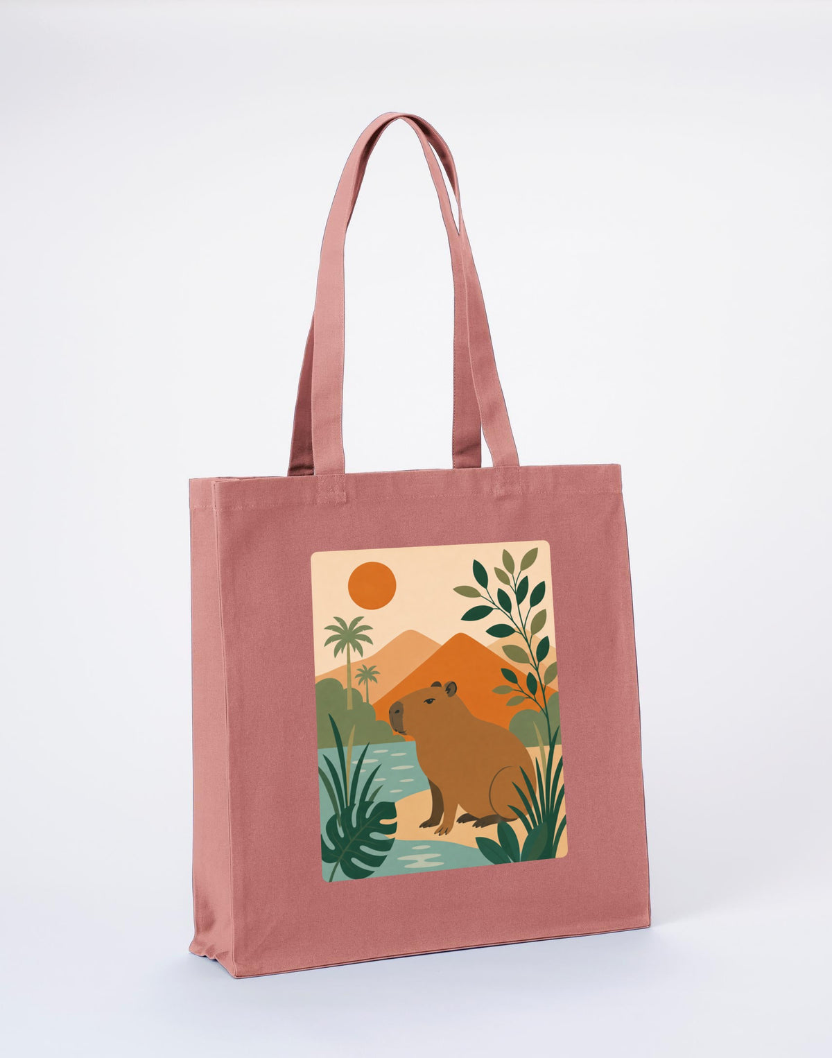Capybara Oasis Recycled Cotton Shopper Bag - Wild Horizons Wild Rose colour variant image