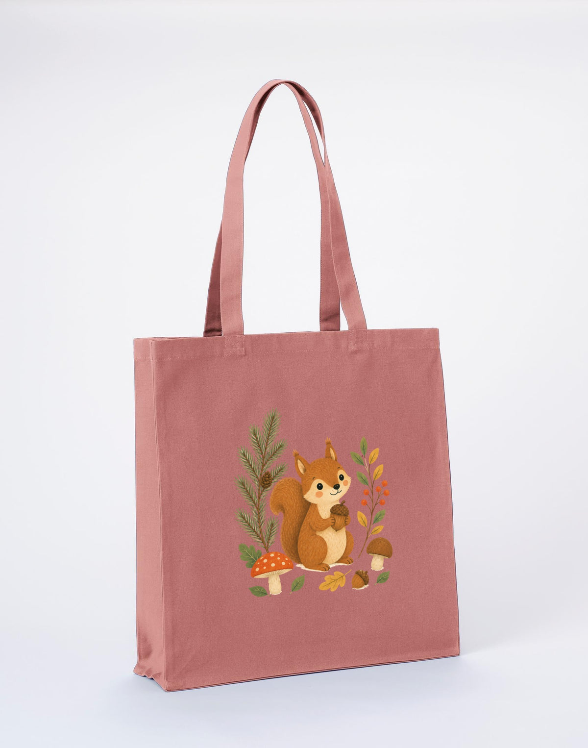 Squirrel's Autumn Store Recycled Cotton Shopper Bag - Once Upon a Woodland Wild Rose colour variant image