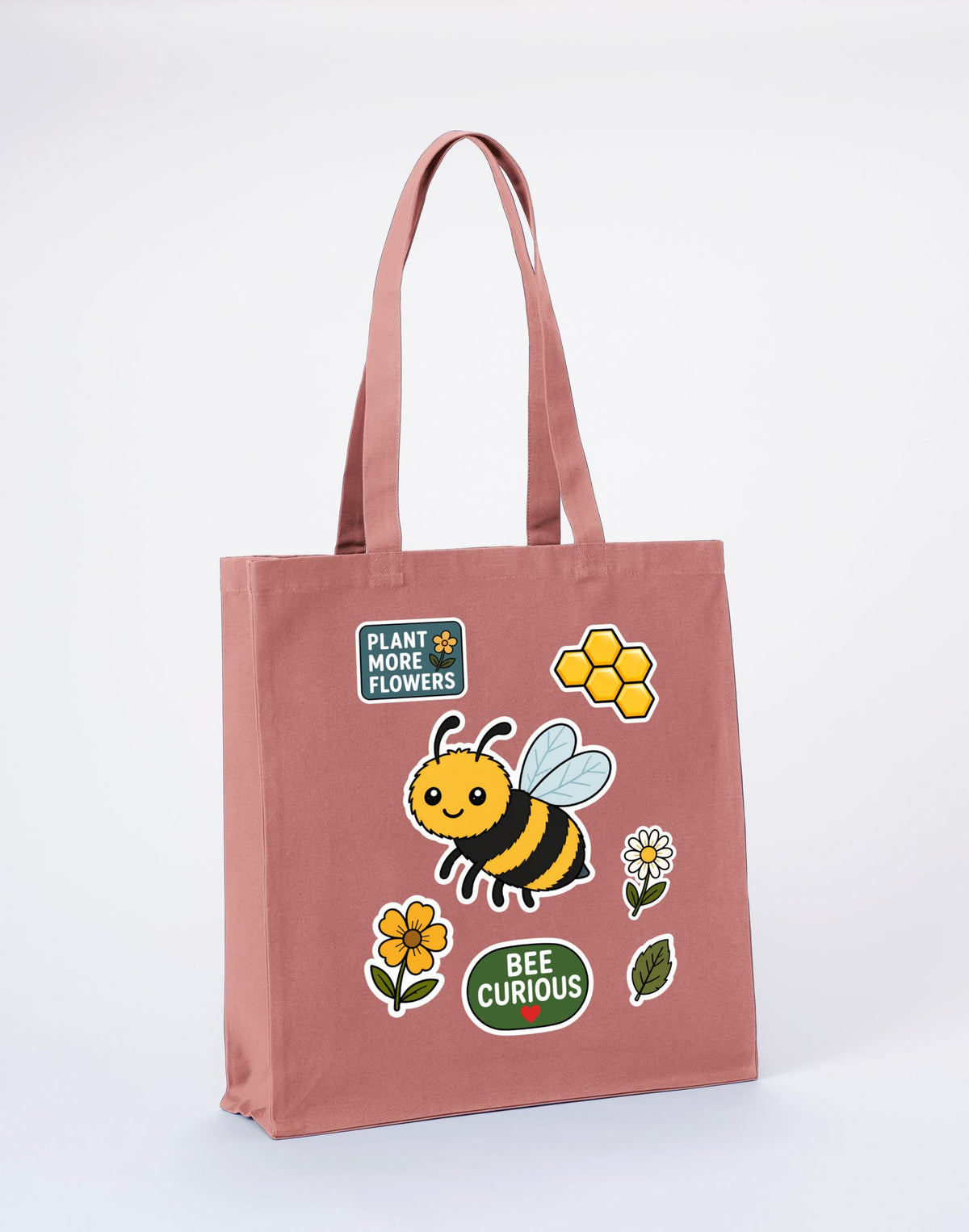 Bee Curious Recycled Cotton Shopper Bag - Badges of the Wild Wild Rose colour variant image