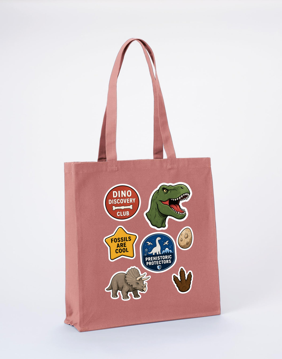 Dino Discovery Club Recycled Cotton Shopper Bag - Badges of the Wild Wild Rose colour variant image