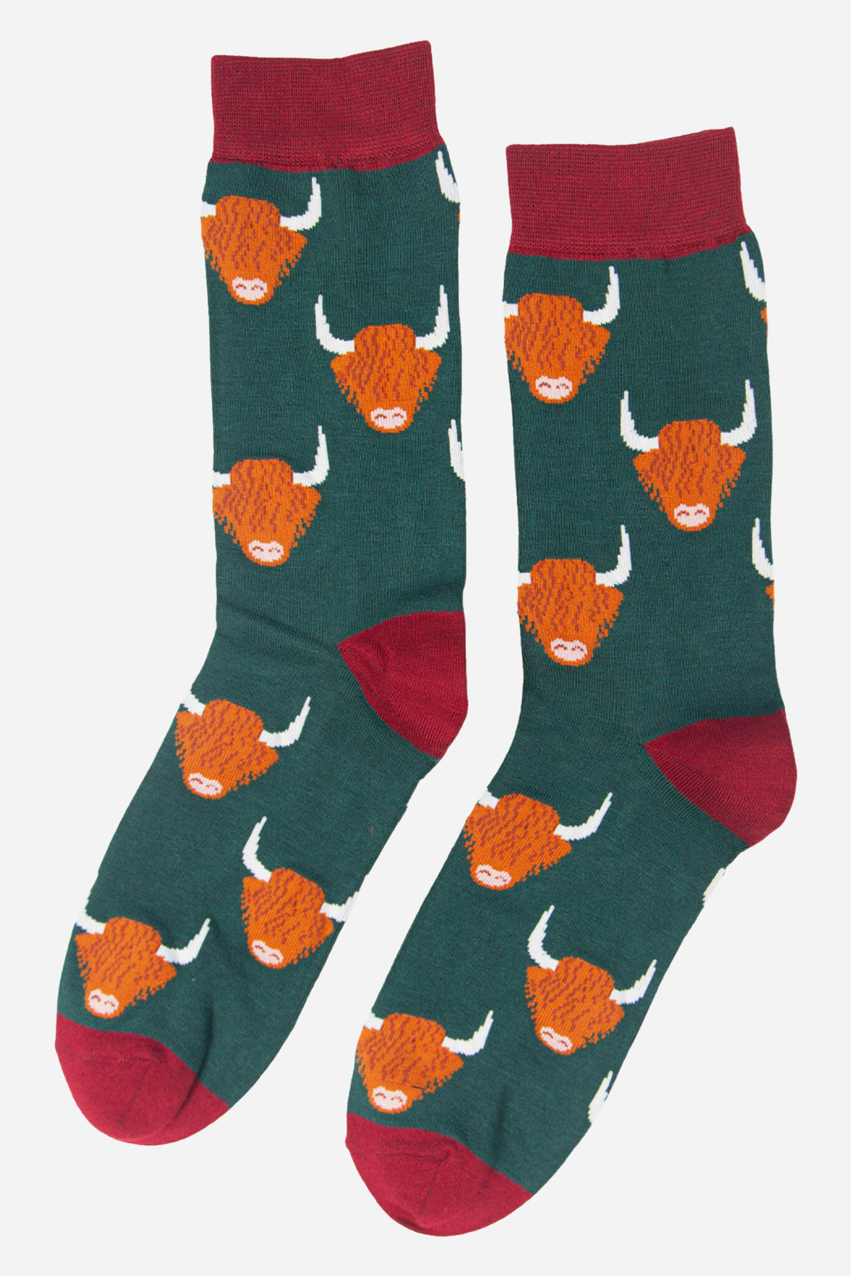 Green Highland Cow Bamboo Socks from Sock Talk