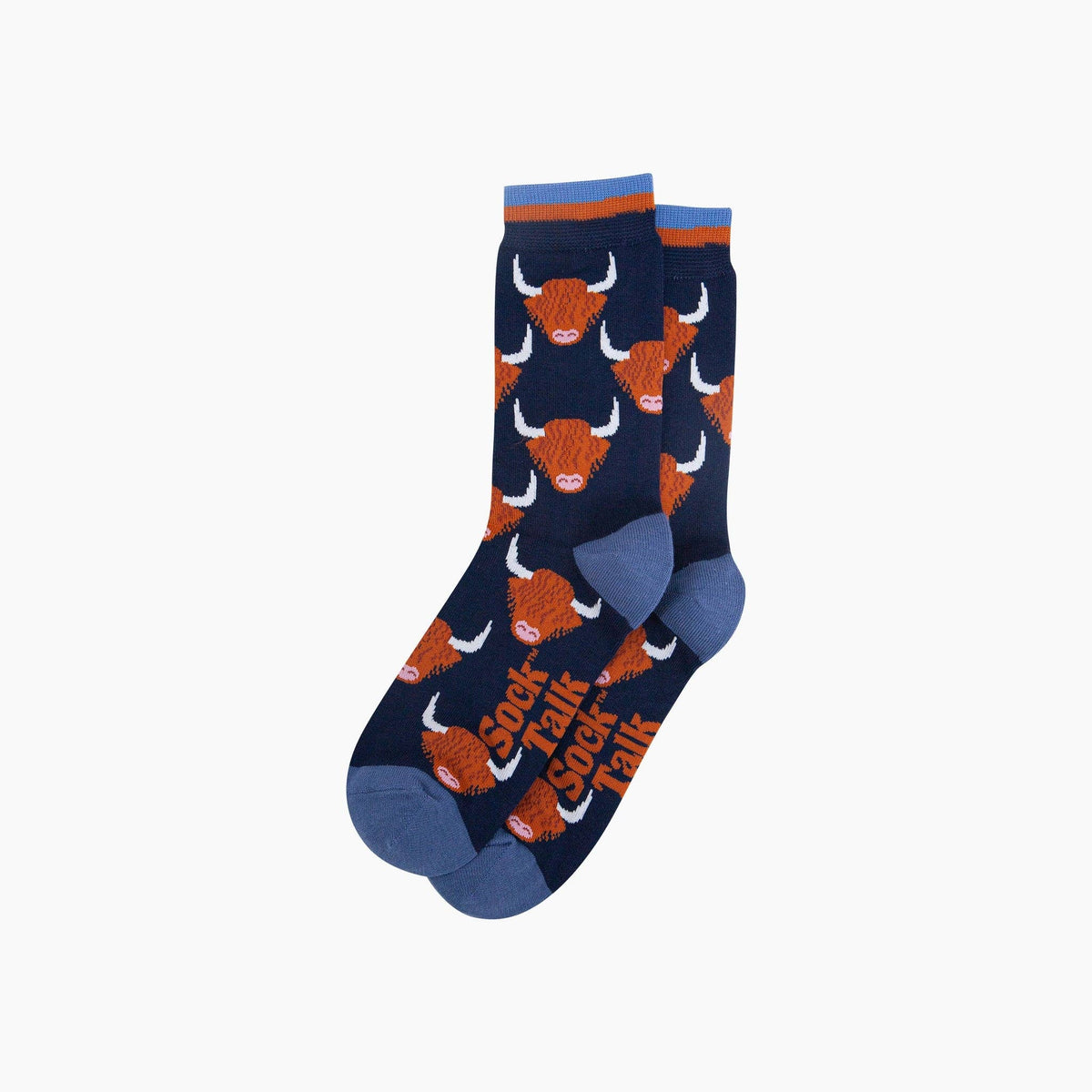 Navy Highland Cow Bamboo Socks from Sock Talk