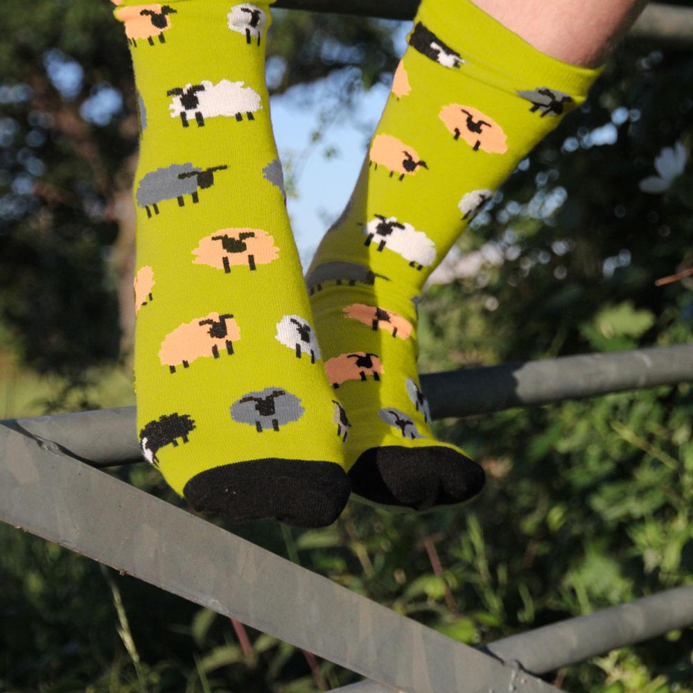 Sheep Bamboo Socks in Green from Shared Earth