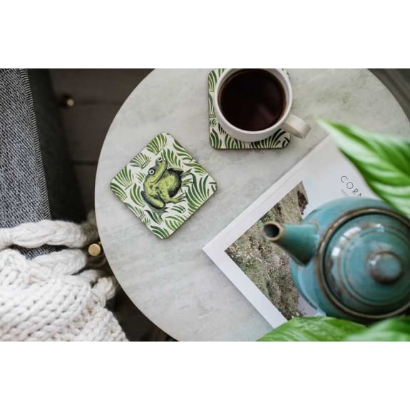 V&A Frog Tile Set of 4 Cork-Backed Coasters by William De Morgan