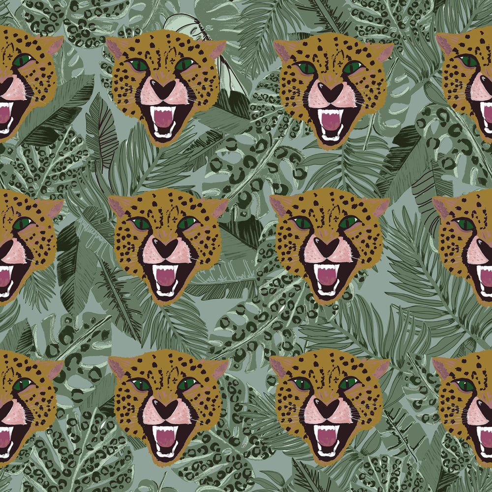 Untamed Cheetah Reversible Duvet Cover Set in Green