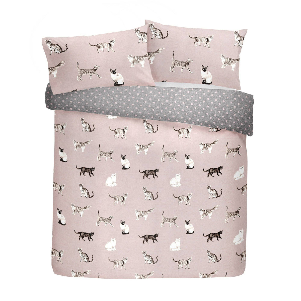 Cats Reversible Duvet Cover Set in Blush by Fusion