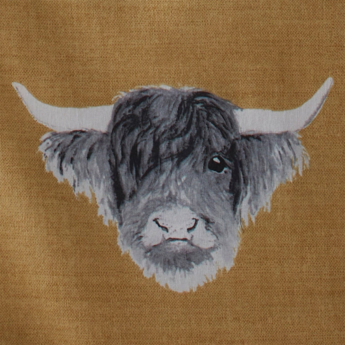 Highland Cow Reversible Duvet Cover Set in Ochre by Fusion