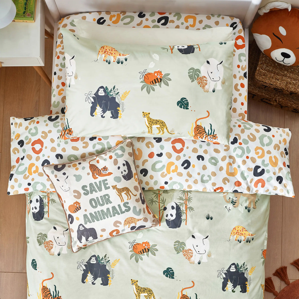 little furn. Wildlife Reversible Duvet Cover Set in Green