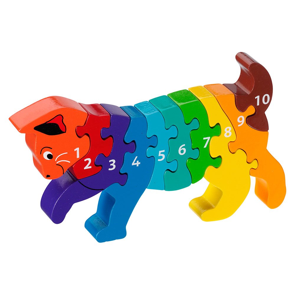 Cat 1-10 Wooden Number Puzzle with 10 Pieces from Lanka Kade