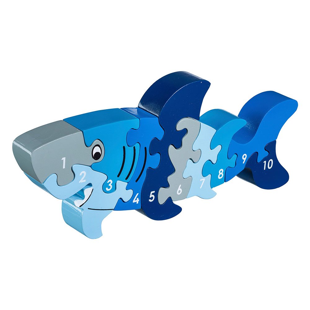 Shark 1-10 Wooden Number Puzzle with 10 Pieces from Lanka Kade
