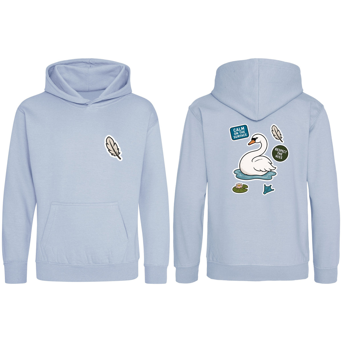 Calm on the Surface Kids' Hoodie - Badges of the Wild Sky Blue colour variant image