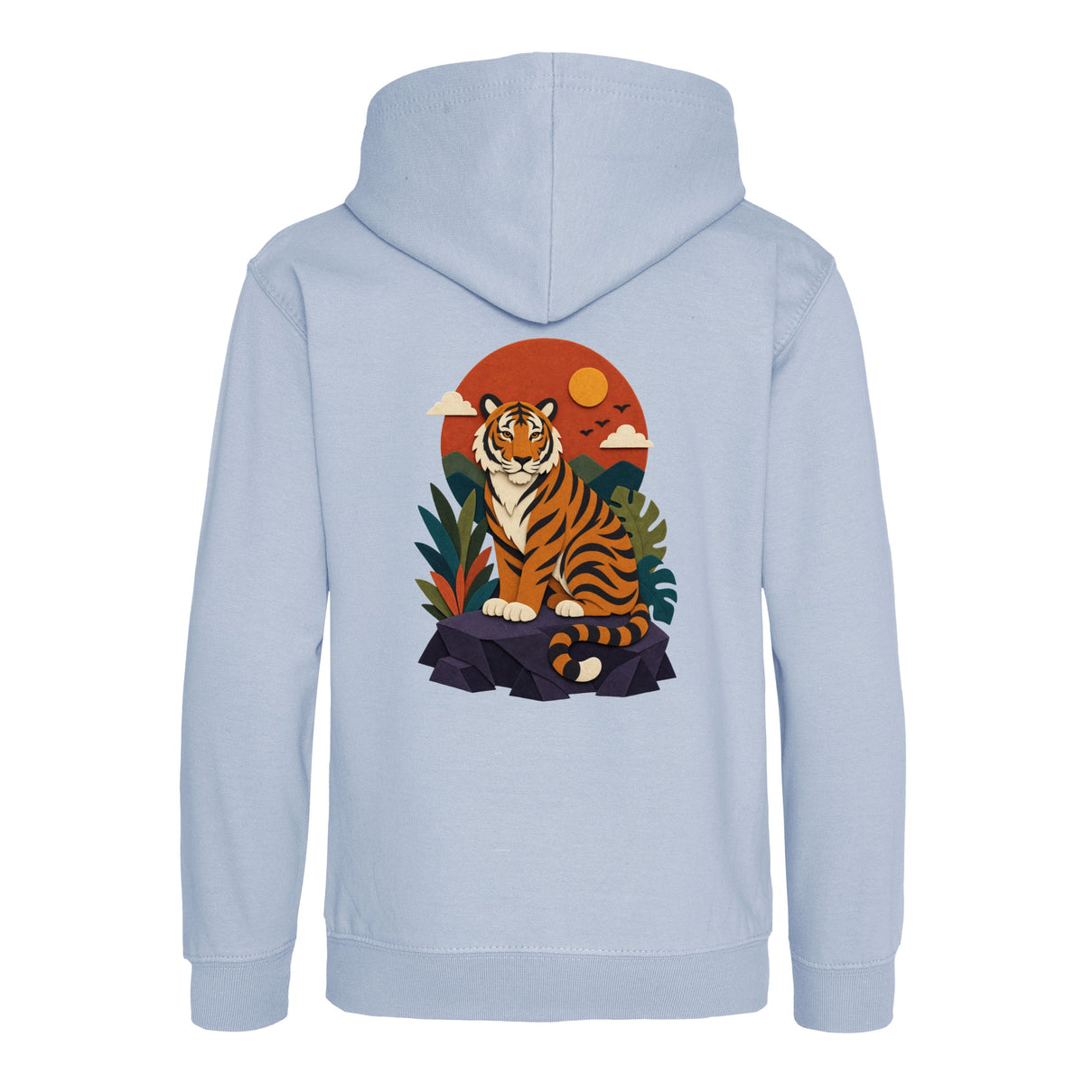Tiger at Dusk Kids' Hoodie - Felt & Fauna Sky Blue colour variant image