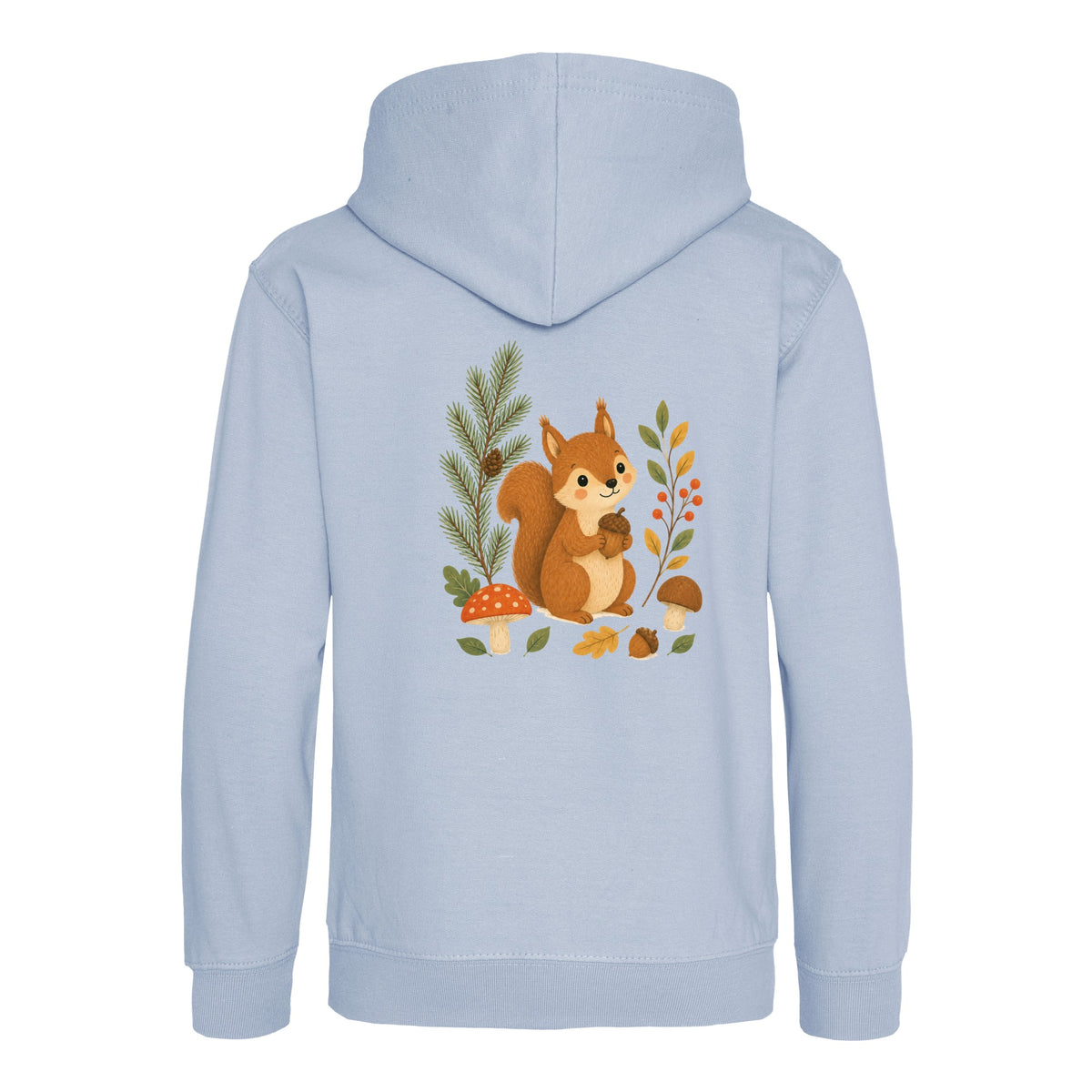 Squirrel's Autumn Store Kids' Hoodie - Once Upon a Woodland Sky Blue colour variant image