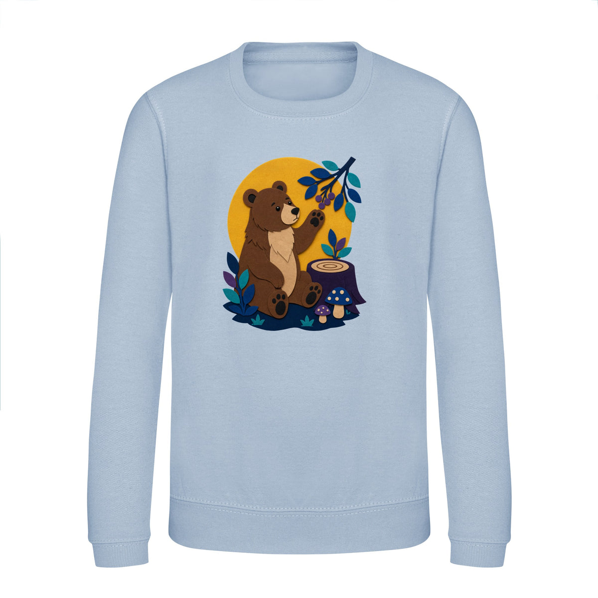 Bear's Woodland Wave Kids' Sweatshirt - Felt & Fauna Sky Blue colour variant image