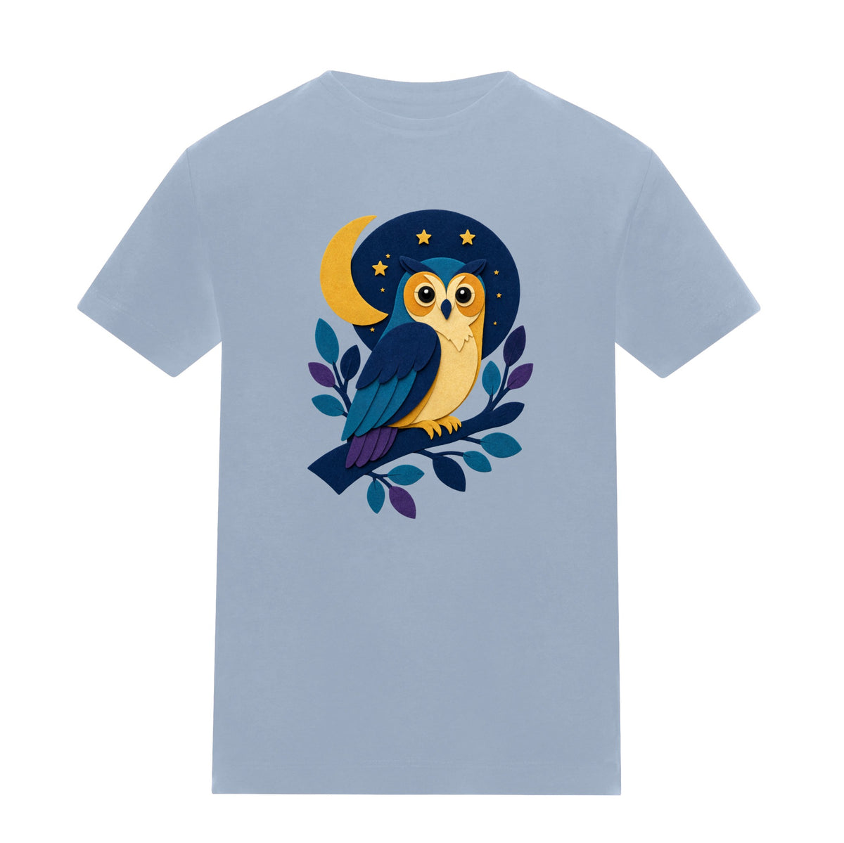 Owl in the Moonlight Kids' T-shirt - Felt & Fauna Sky Blue colour variant image