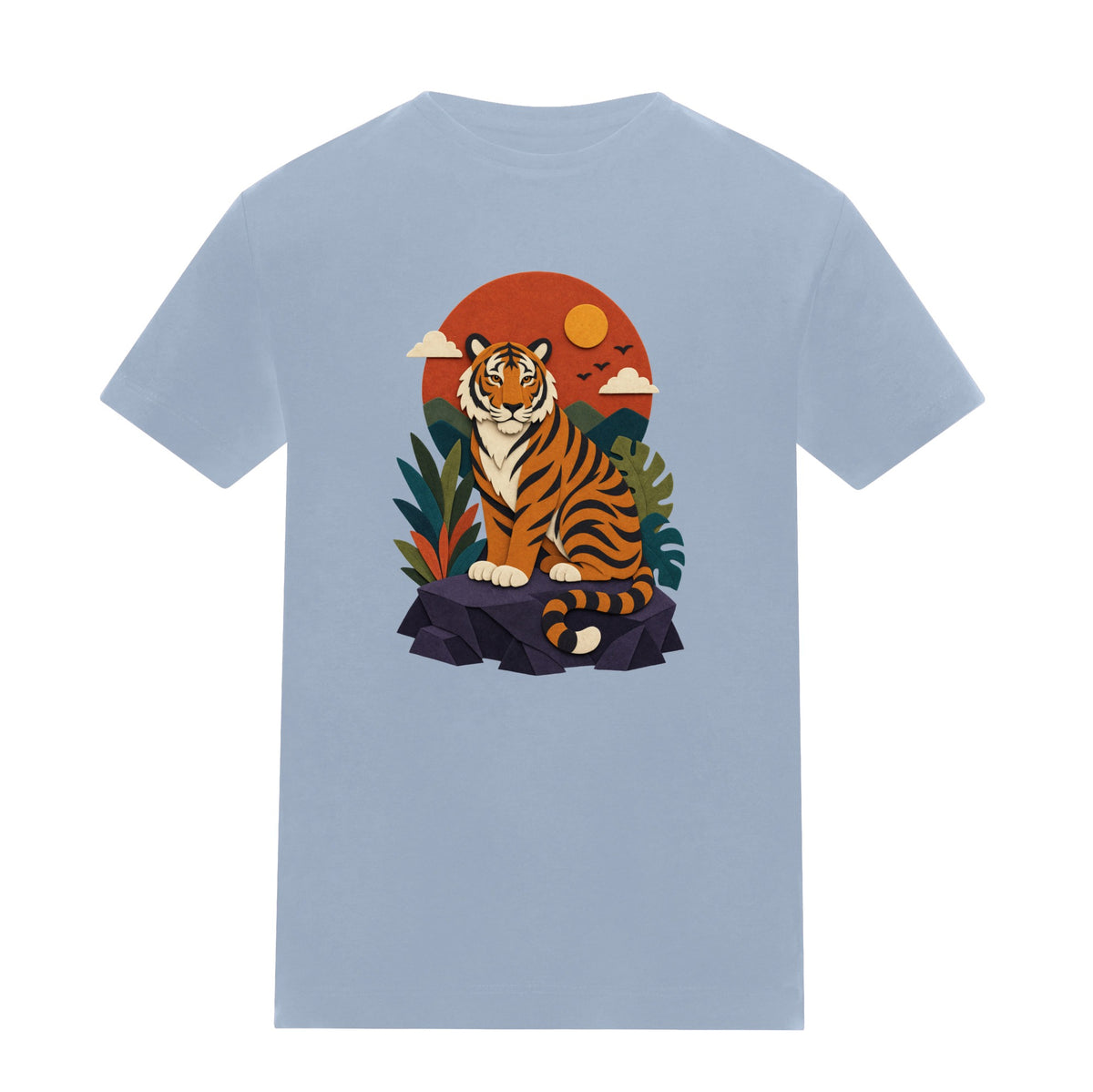 Tiger at Dusk Kids' T-shirt - Felt & Fauna Sky Blue colour variant image