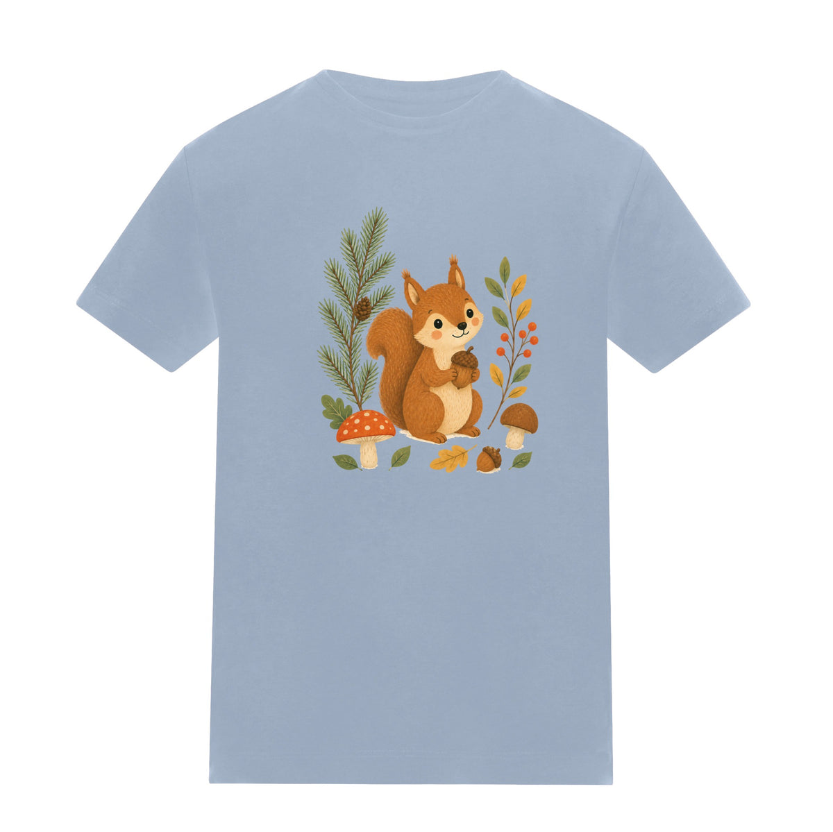 Squirrel's Autumn Store Kids' T-shirt - Once Upon a Woodland Sky Blue colour variant image