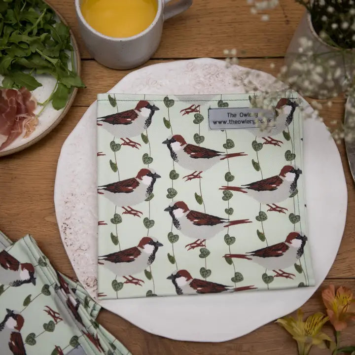 House Sparrow Napkins Set of 2 from The Owlery