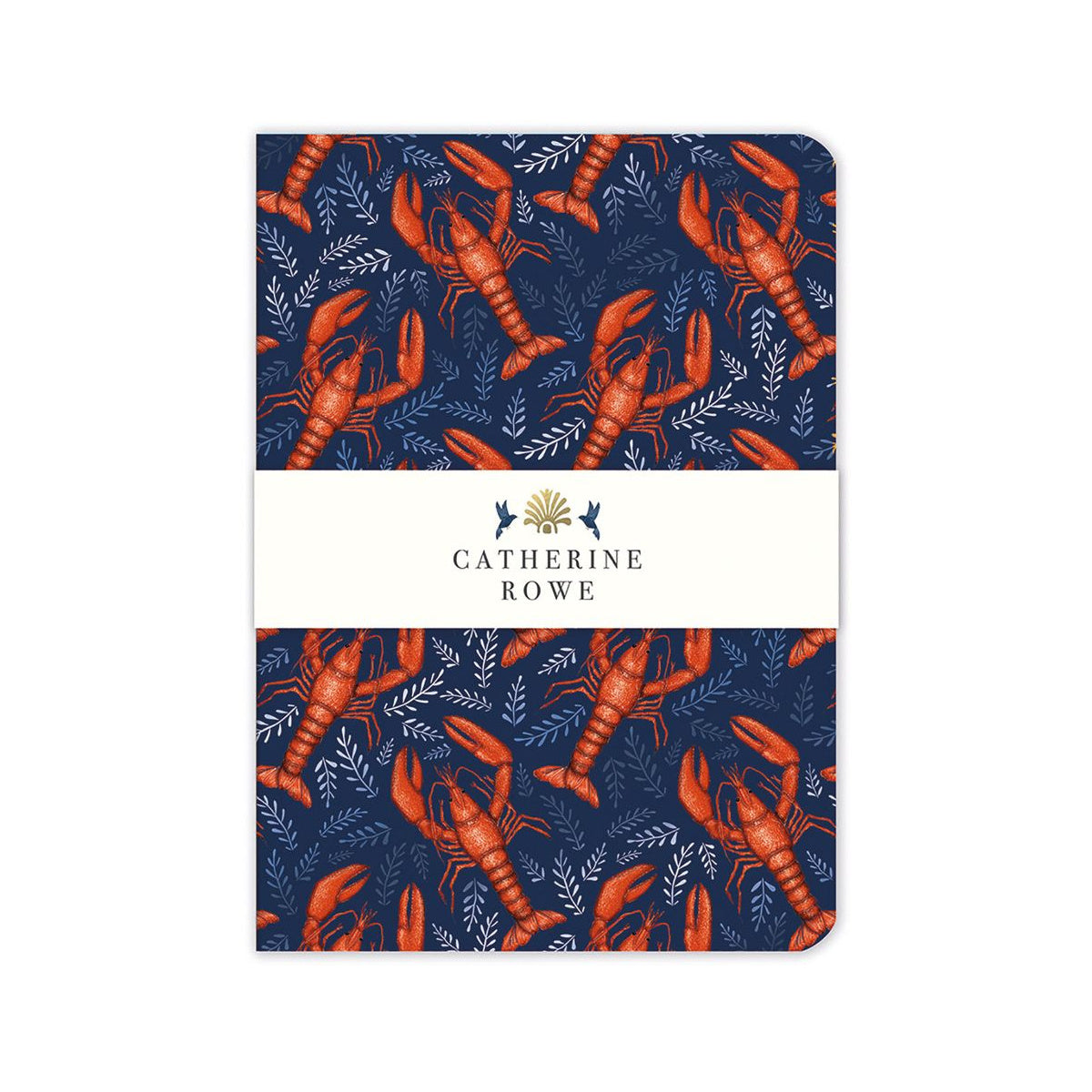 Lobster Pattern A5 Lined Notebook by Catherine Rowe