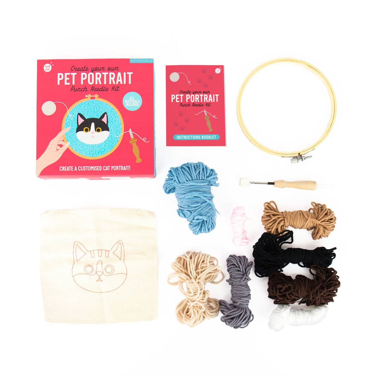 Cat Pet Portrait Punch Needle Kit from Gift Republic