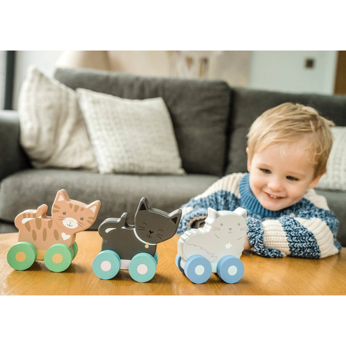 3-Piece Kitty Wooden Push Toy Set from Orange Tree Toys