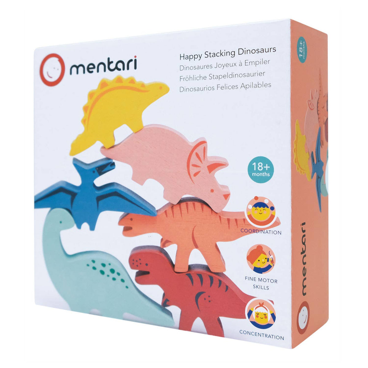 Happy Stacking Dinosaurs 8-Piece Wooden Playset from Mentari