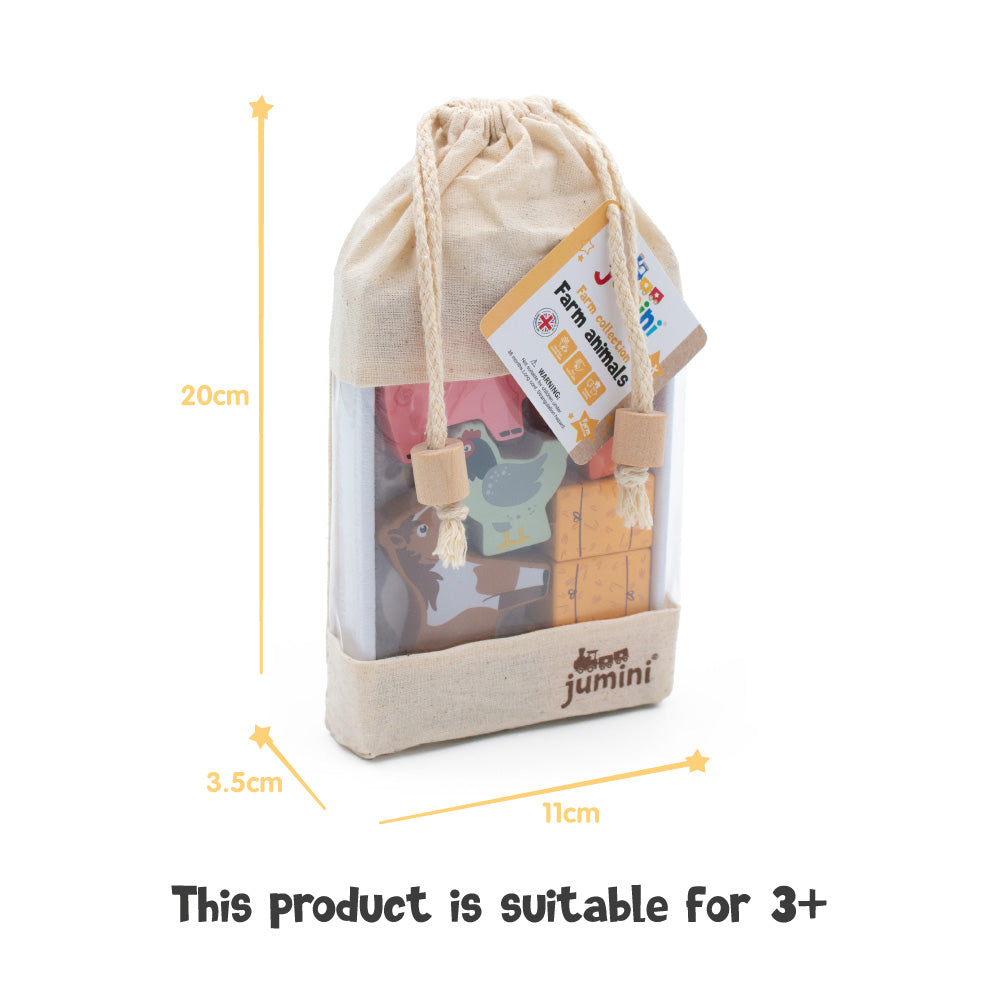 Bag of Farm Animals Wooden Playset from Jumini