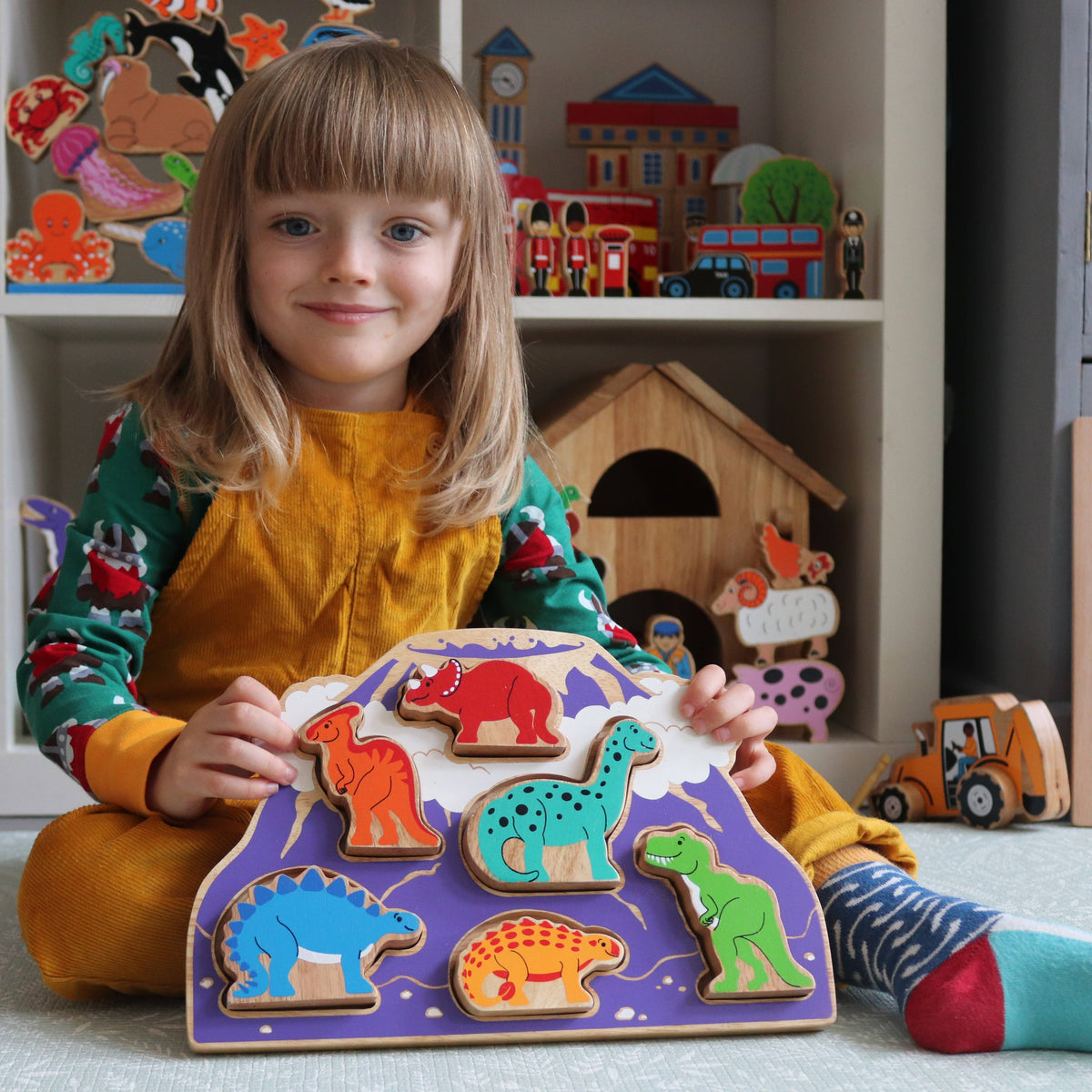 Dinosaur 6 Piece Wooden Shape Sorter Puzzle from Lanka Kade