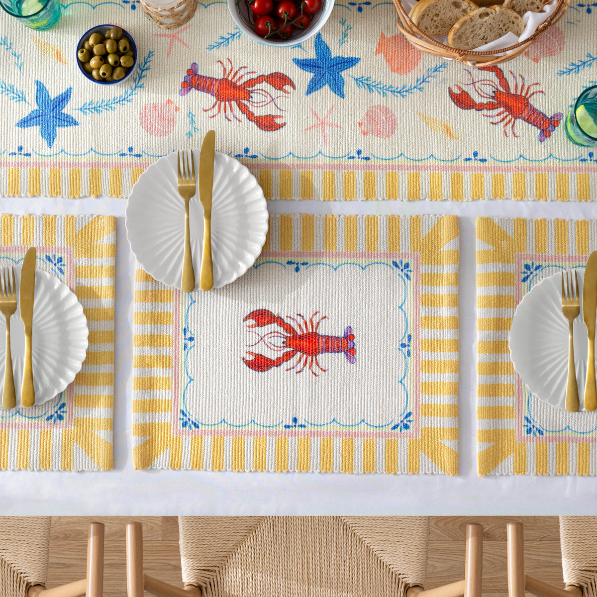 Brunch Stripes Lobster Indoor/Outdoor Table Runner from Furn
