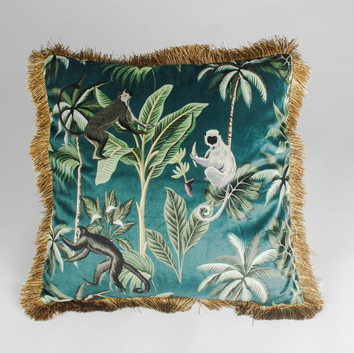 Monkeys in Jungle Green Cushion