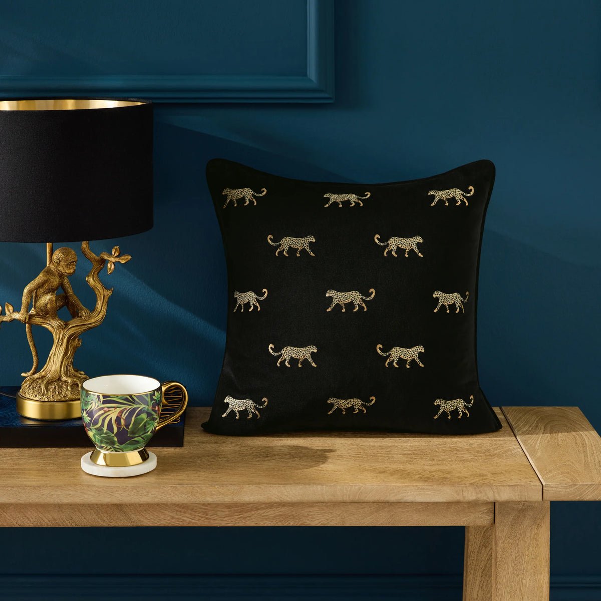 Duma Embroidered Velvet Cheetah Cushion from Clarke & Clarke