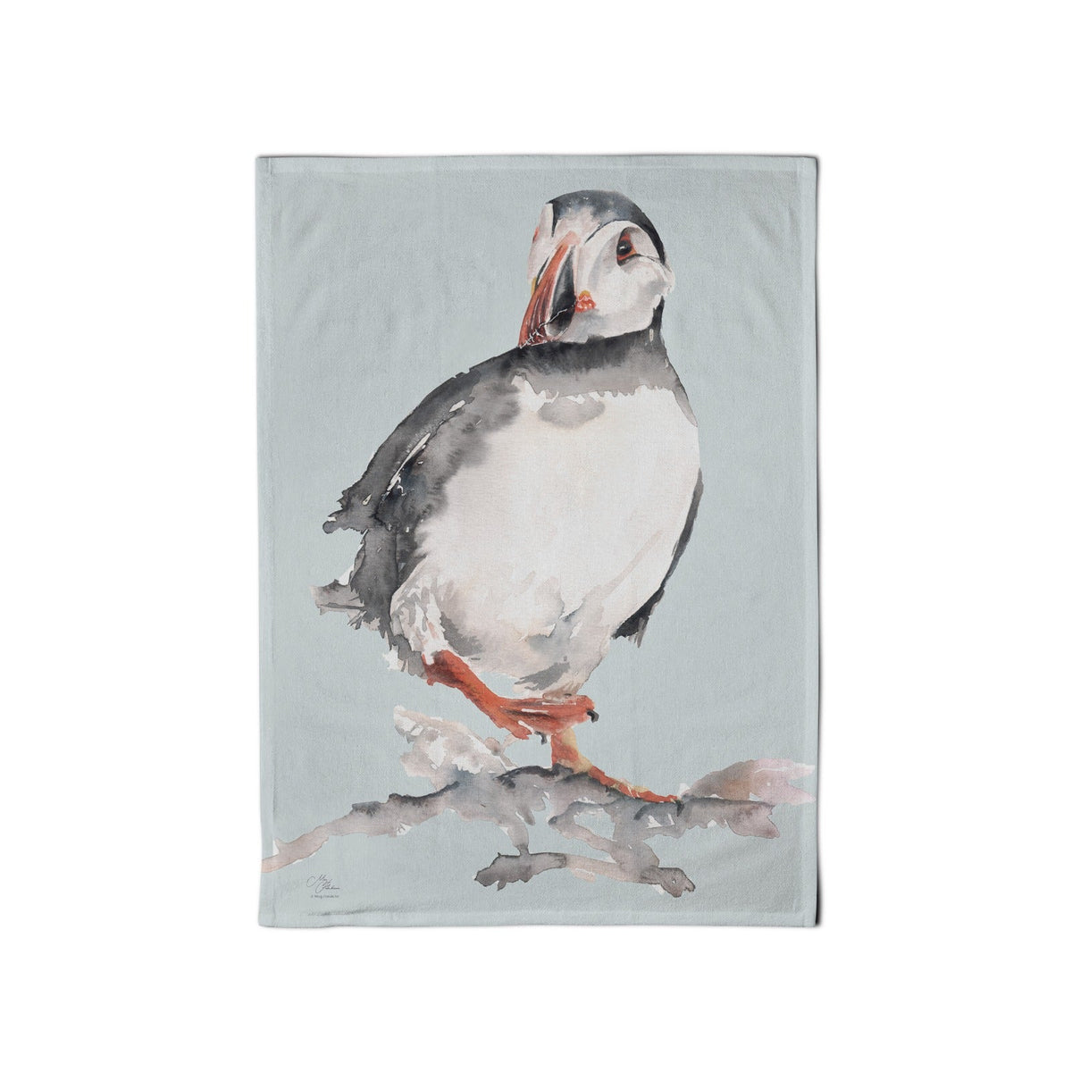 The Coast Puffin Organic Cotton Tea Towel by Meg Hawkins