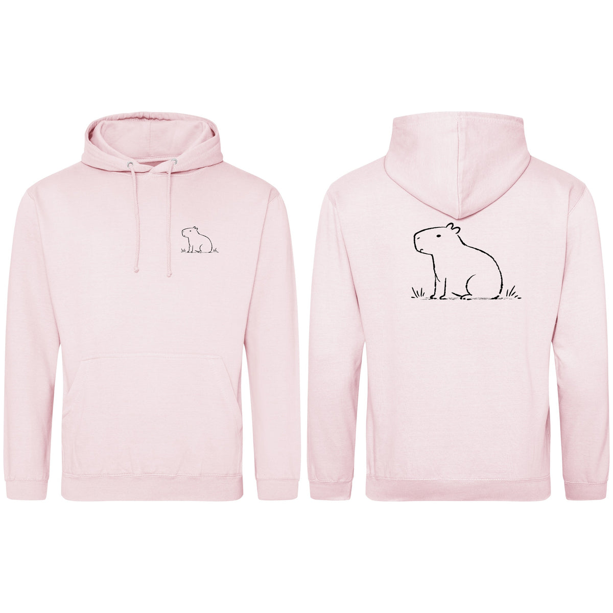 Calm Capybara Adult Hoodie - Wild Lines Baby Pink colour variant image