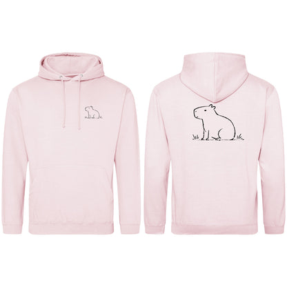 Calm Capybara Adult Hoodie - Wild Lines Baby Pink colour variant image