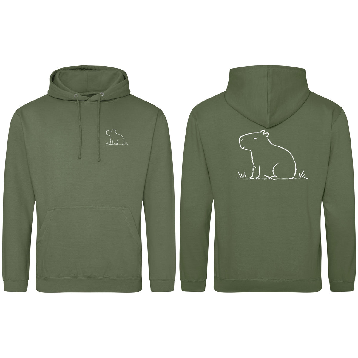 Calm Capybara Adult Hoodie - Wild Lines Earthy Green colour variant image