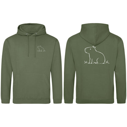 Calm Capybara Adult Hoodie - Wild Lines Earthy Green colour variant image