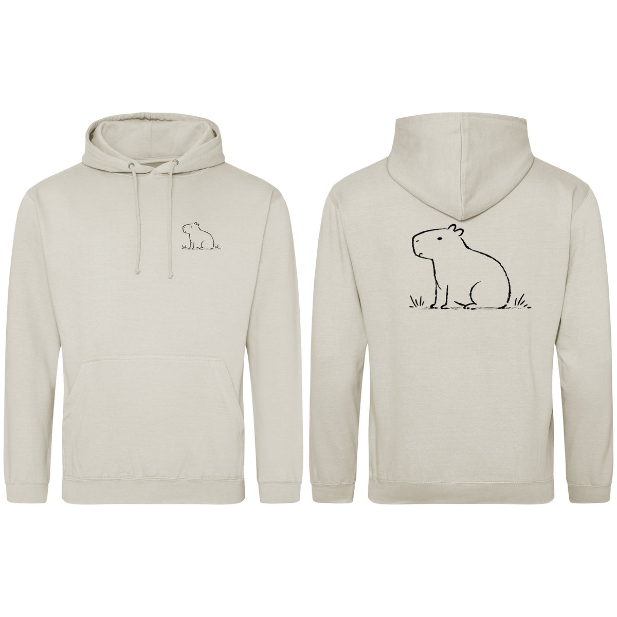 Calm Capybara Adult Hoodie - Wild Lines Natural Stone colour variant image